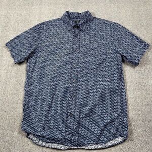 Uniqlo Shirt Adult Medium Blue Button Up Short Sleeve Casual